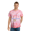 Printify eco friendly gaming t shirt with pink tie dye and gaming mode activated text