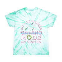 Printify eco friendly gaming t shirt with green tie-dye and gaming mode graphic design