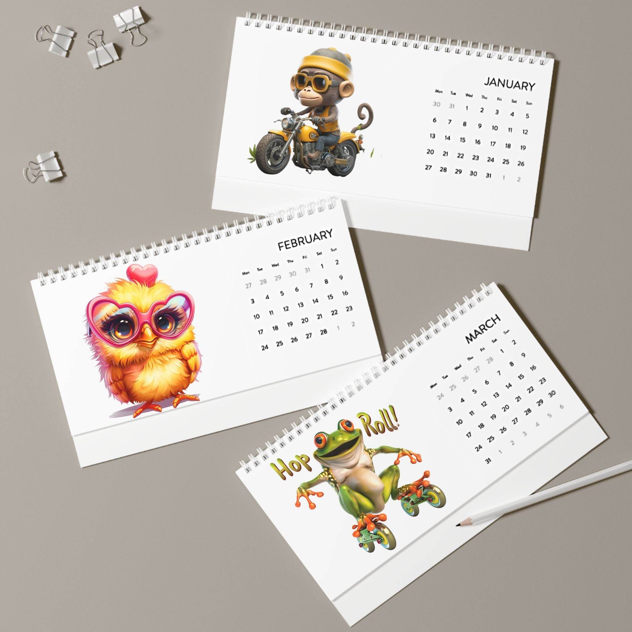Funky Friends Eco Desk Calendar 2025