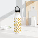Printify eco-friendly stainless steel water bottle with emoji pattern and black handle on kitchen counter