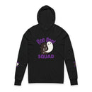 Black hoodie with ghost and tombstone Boo Boo Squad graphic printed on chest and sleeves eco-friendly unisex hooded tee