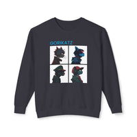 Printify unisex eco-friendly sweatshirt with Gorikatz graphic design on front in black