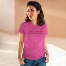 Printify pink eco-friendly girl boss shirt worn by smiling woman with empowering slogan building her empire