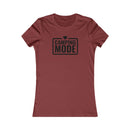 Printify maroon fitted tee with black Camping Mode heart print eco-friendly camping t-shirt for women