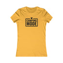 Printify yellow fitted t shirt with Camping Mode heart logo eco-friendly camping t-shirt for women soft breathable cotton blend