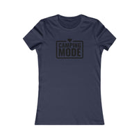 Printify navy womens t shirt with Camping Mode heart graphic eco-friendly camping t-shirt for women