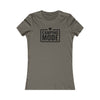 Printify eco-friendly camping t-shirt for women in olive green with Camping Mode graphic and heart emblem