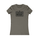 Printify eco-friendly camping t-shirt for women in olive green with Camping Mode graphic and heart emblem