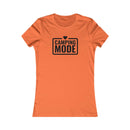 Printify orange fitted womens tee with Camping Mode heart print soft fabric eco-friendly camping t-shirt for women