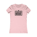Printify pink fitted tee with CAMPING MODE heart graphic eco-friendly camping t-shirt for women