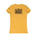 Printify yellow fitted womens t shirt back with black Camping Mode graphic and heart eco-friendly camping t-shirt for women