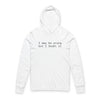 Printify white eco-friendly unisex hooded long sleeve tee with I may be wrong but I doubt it text