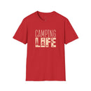 Printify red Camping Life graphic tee eco-friendly camping t-shirt short sleeve unisex outdoor shirt for campers