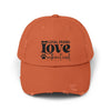 Printify orange distressed baseball cap with Loyal Friend Love without end paw graphic eco-friendly pet lover hat