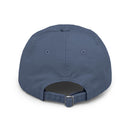 Printify navy blue adjustable baseball cap back view with metal strap buckle eco-friendly pet lover hat