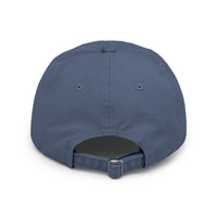 Printify navy blue adjustable baseball cap back view with metal strap buckle eco-friendly pet lover hat