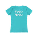 Printify turquoise fitted t shirt with white Bride Tribe back print eco-friendly bride tribe shirt for bachelorette