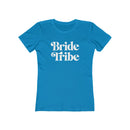 Printify eco-friendly bride tribe shirt turquoise womens fitted tee with white retro Bride Tribe print