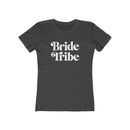 Dark gray fitted eco-friendly bride tribe shirt with white retro Bride Tribe print for bachelorette party