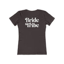 Printify eco-friendly bride tribe shirt charcoal fitted womens tee with white Bride Tribe back print