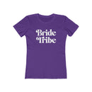 Printify purple womens t shirt with white Bride Tribe retro print sustainable cotton eco-friendly bride tribe shirt