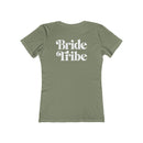 Printify olive green ladies t shirt with white Bride Tribe back print eco-friendly bride tribe shirt for bachelorette group