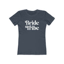 Printify womens charcoal fitted t shirt with white Bride Tribe print for bachelorette events eco-friendly bride tribe shirt