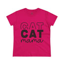 Printify pink short sleeve tee with black CAT CAT mama print eco-friendly cat mom shirt for casual wear