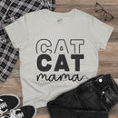 Printify light gray t shirt with bold black CAT CAT mama design eco-friendly cat mom shirt casual tee