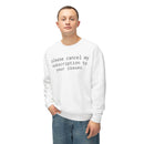 Printify white sweatshirt with phrase please cancel my subscription to your issues eco-friendly funny sweatshirt casual fit
