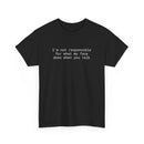 Printify black t shirt with white text Im not responsible for what my face does when you talk eco-friendly funny t-shirt