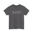 Printify dark gray tee with white quote Im not responsible for what my face does when you talk eco-friendly funny t-shirt