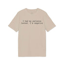 Printify beige tee with text I had my patience tested I'm negative eco-friendly unisex t-shirt relaxed fit