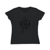 Printify black fitted tee with She Said Yes script print on sustainable fabric eco-friendly women's engagement shirt