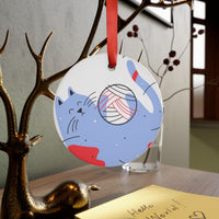 Happy Cat Ornament with Ribbon