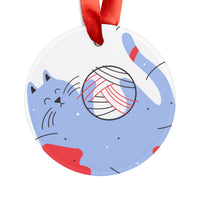 Happy Cat Ornament with Ribbon