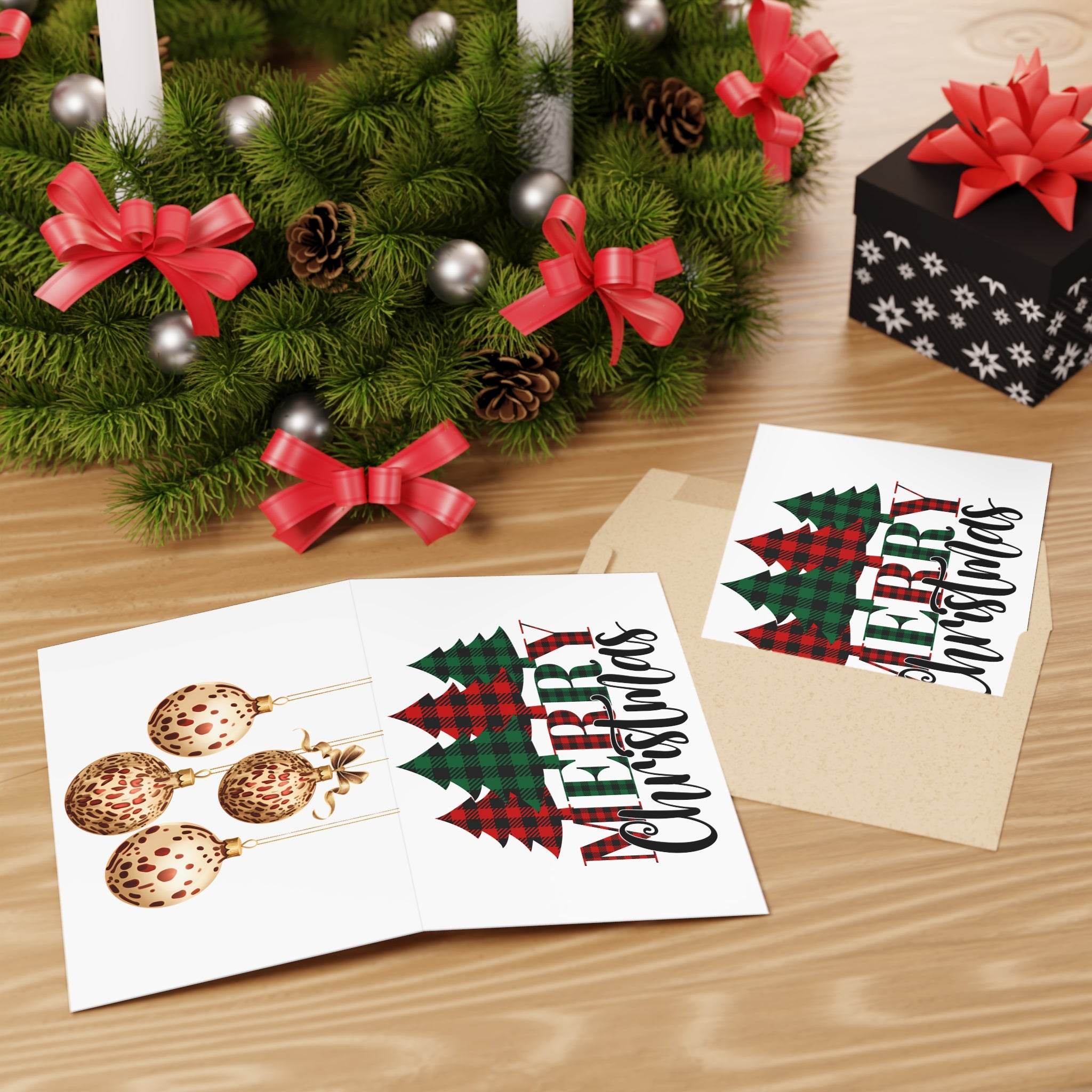 Plaid Tree Greeting Cards-1 or 10pcs