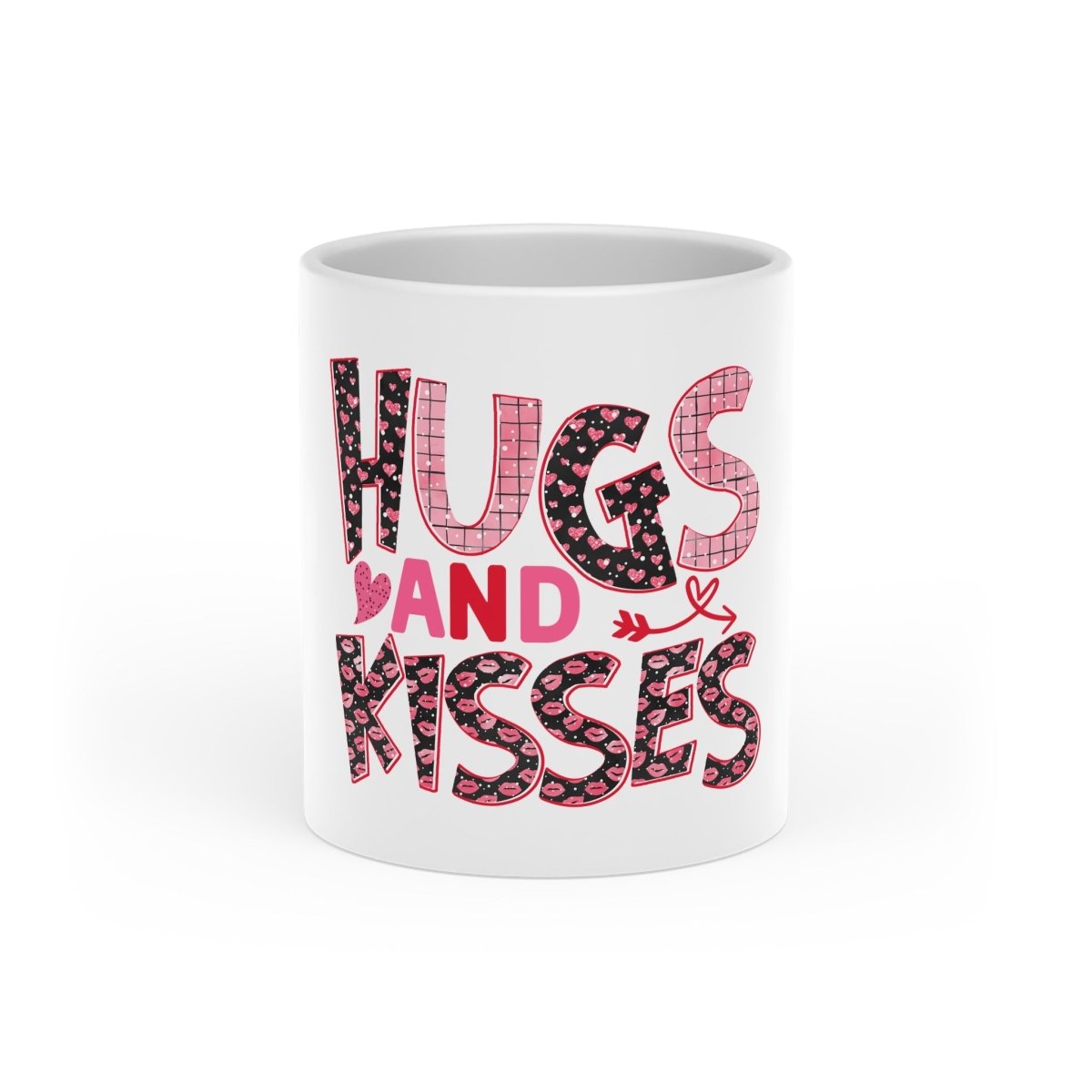 Hugs and Kisses Heart-Shaped Mug