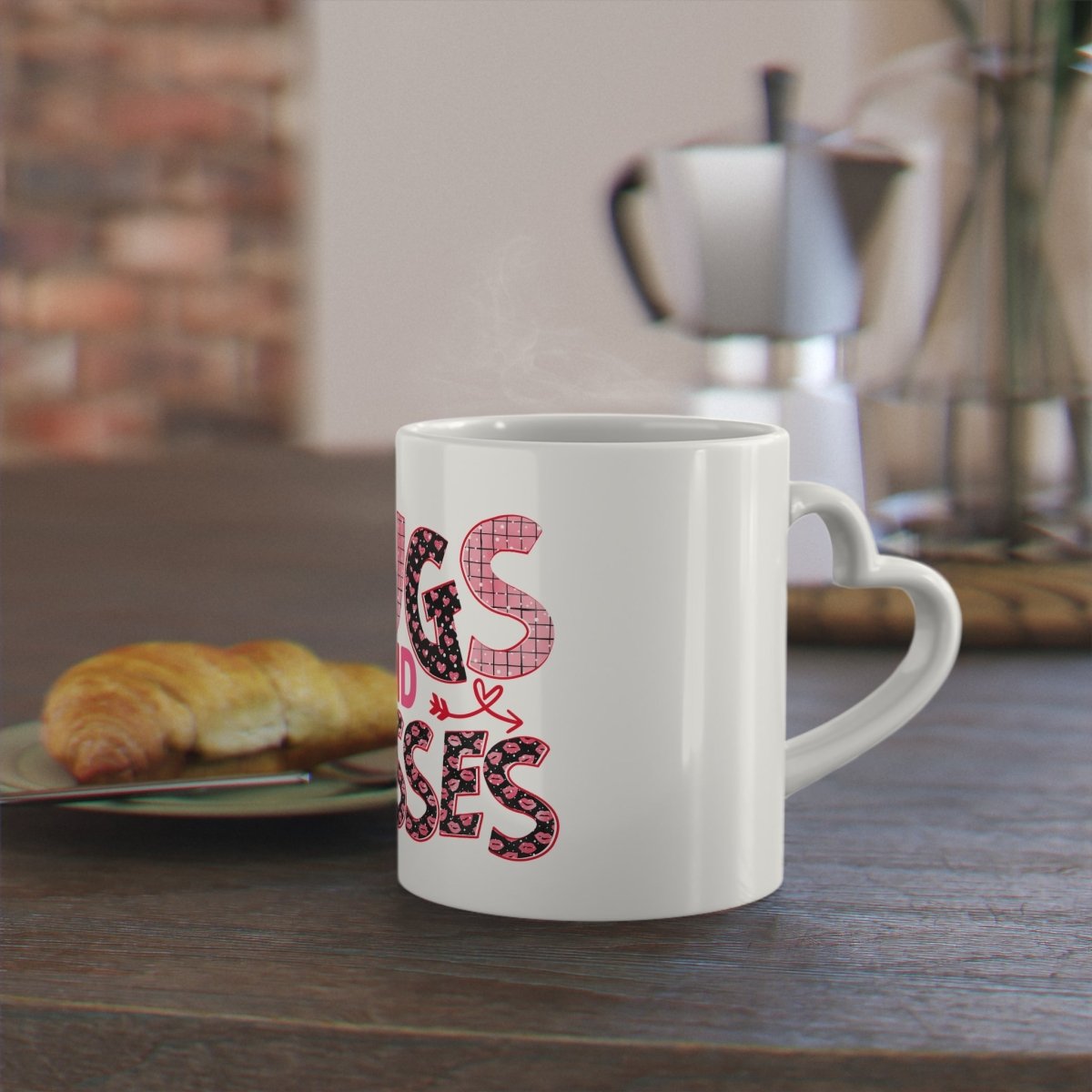 Hugs and Kisses Heart - Shaped Mug