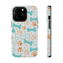 Printify impact-resistant pet-themed case with blue bones and brown paw prints design for phones