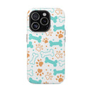 Printify impact-resistant pet-themed case with blue bones and orange paw prints pattern for phone