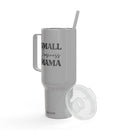 Printify eco-friendly insulated tumbler with handle and lid featuring Small Business Mama design