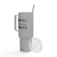 Printify eco-friendly insulated tumbler with handle and lid featuring Small Business Mama design