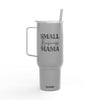 Printify eco-friendly insulated tumbler with handle and straw featuring Small Business Mama design