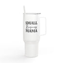 Printify eco-friendly insulated tumbler with handle and straw featuring Small Business Mama text