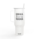 Printify eco-friendly insulated tumbler with handle and small business mama text in black font