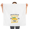Printify lemonade themed tea towel with lemons and quote Make Lemonade on white fabric