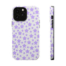Printify magnetic tough case eco-friendly phone case with purple star pattern on white background