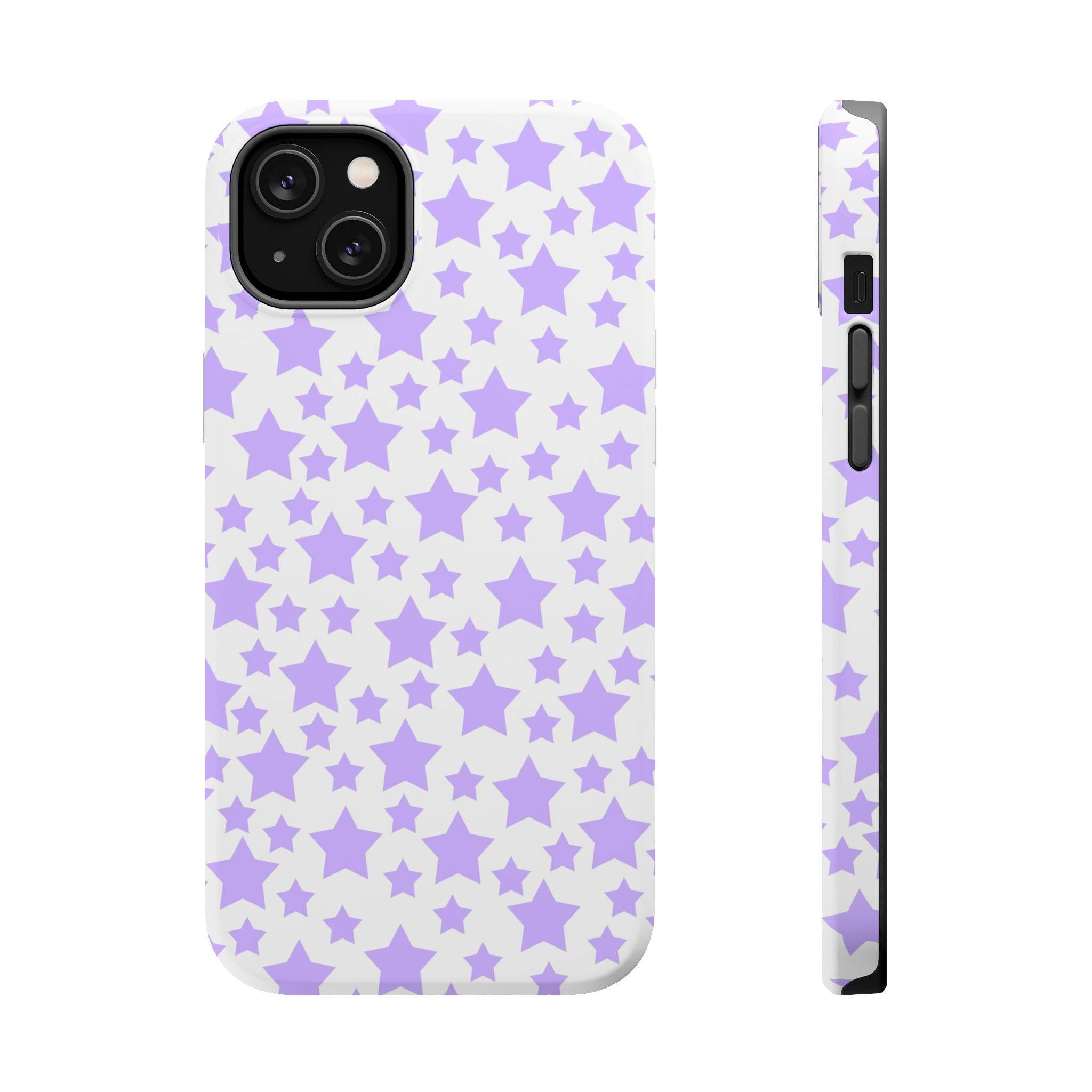 Printify phone case with purple star pattern in magnetic tough case eco-friendly design
