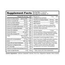 Supplement facts label for non-GMO multivitamin for men showing vitamins, minerals, and immune support ingredients